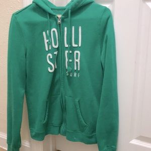 Green large zip up Hollister sweatshirt